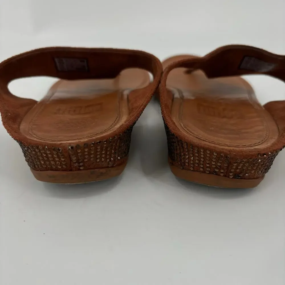 FitFlop Banda Glitz Thong Sandals Womens‎ Size 9 Bronze Rhinestone